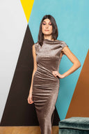 Sequin Velvet One Shoulder Maxi Dress