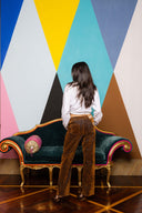 Flocked Denim Wide Leg