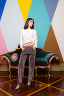 Flocked Denim Wide Leg