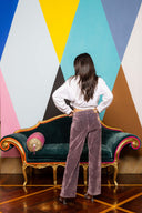 Flocked Denim Wide Leg