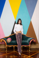 Flocked Denim Wide Leg