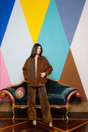 Flocked Denim Bomber