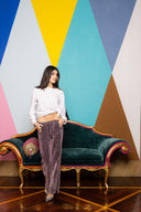 Flocked Denim Wide Leg