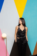 Sequin Velvet Elegant Trousers