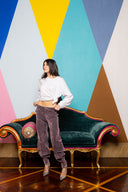 Flocked Denim Low Waisted Cargos