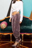 Flocked Denim Low Waisted Cargos