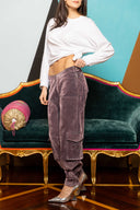 Flocked Denim Low Waisted Cargos