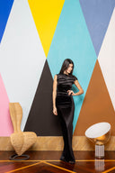 Velvet One Shoulder Maxi Dress