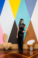 Velvet One Shoulder Maxi Dress