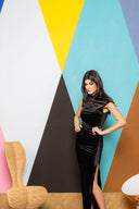 Velvet One Shoulder Maxi Dress