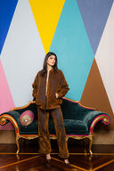 Flocked Denim Bomber