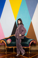 Flocked Denim Bomber