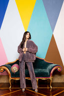 Flocked Denim Bomber