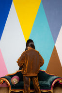 Flocked Denim Bomber