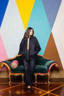 Flocked Denim Bomber