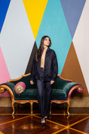 Flocked Denim Bomber