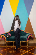 Flocked Denim Wide Leg