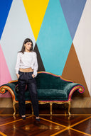 Flocked Denim Wide Leg