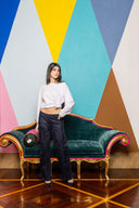 Flocked Denim Low Waisted Cargos