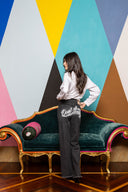 Graffiti Denim Straight Leg