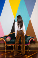 Flocked Denim Straight Leg