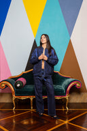 Iridescent Denim Bomber Jacket