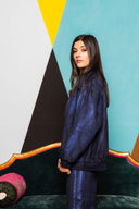 Iridescent Denim Bomber Jacket