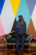 Iridescent Denim Bomber Jacket