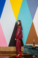 Iridescent Denim Bomber Jacket