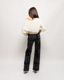 Bandana Flocked Denim Straight Leg