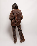 Bandana Flocked Denim Padded Bomber