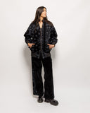 Bandana Flocked Denim Padded Bomber