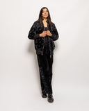 Bandana Flocked Denim Padded Bomber