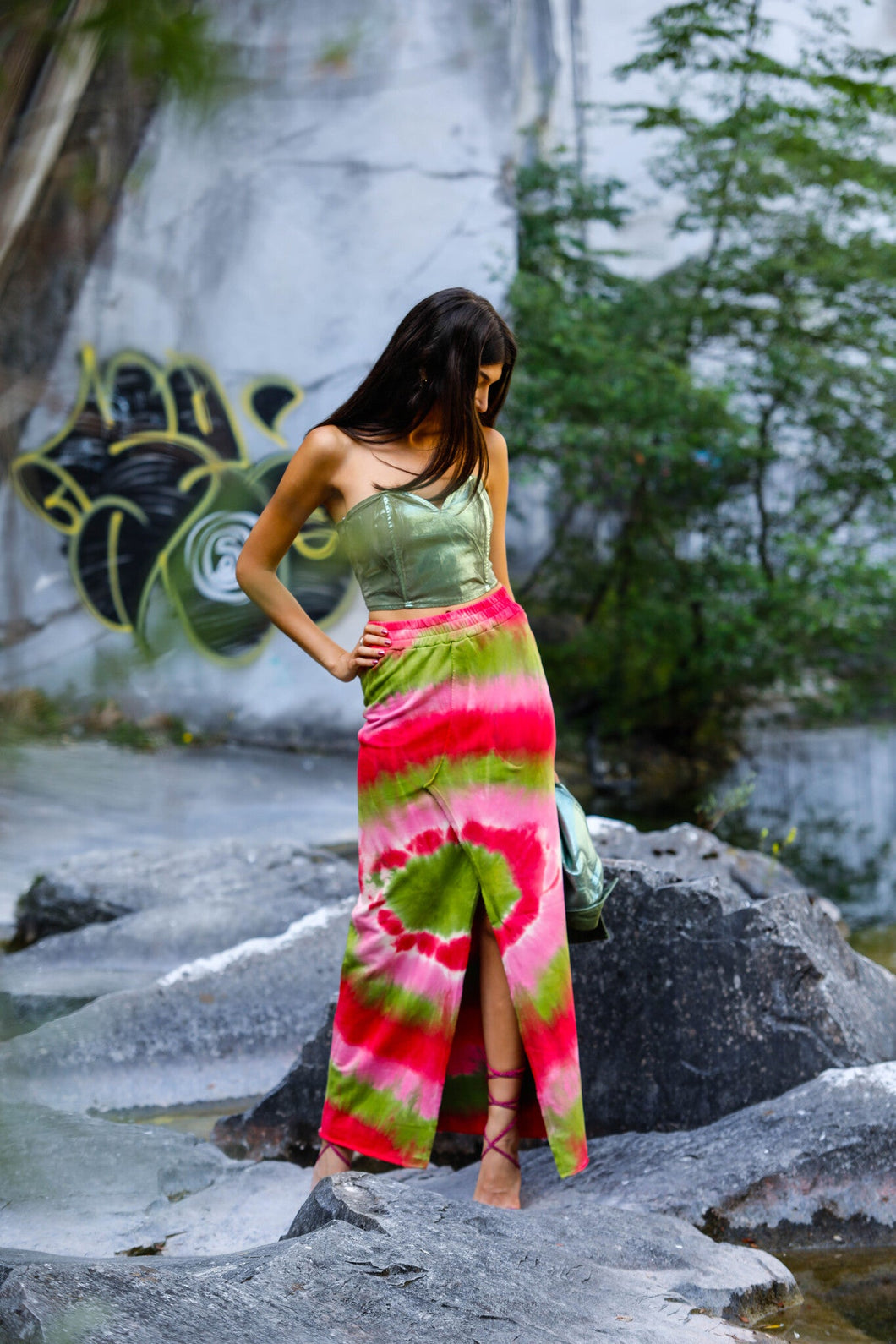 New Dye Maxi Skirt - PINK TIE DYE