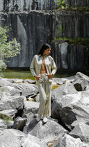 Iridescent Denim Wide Leg - CREAM