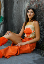 Load image into Gallery viewer, Iridescent Denim Maxi Skirt - ORANGE
