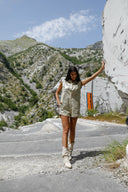 Iridescent Denim Playsuit - CREAM