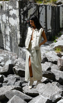 Falda larga vaquera iridiscente