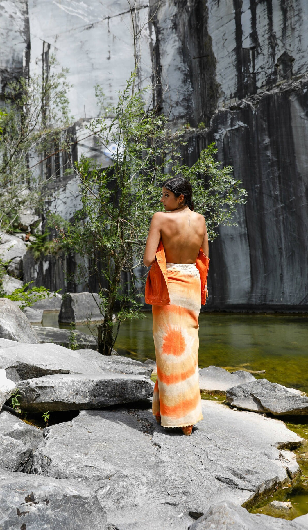 New Dye Maxi Skirt - ORANGE TIE DYE