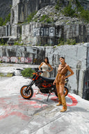 Iridescent Denim Playsuit - BROWN