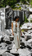 Iridescent Denim Oversized Waistcoat - CREAM