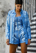 Iridescent Denim Shorts - BLUE