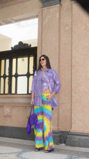 Iridescent Denim Oversized Jacket - LILAC